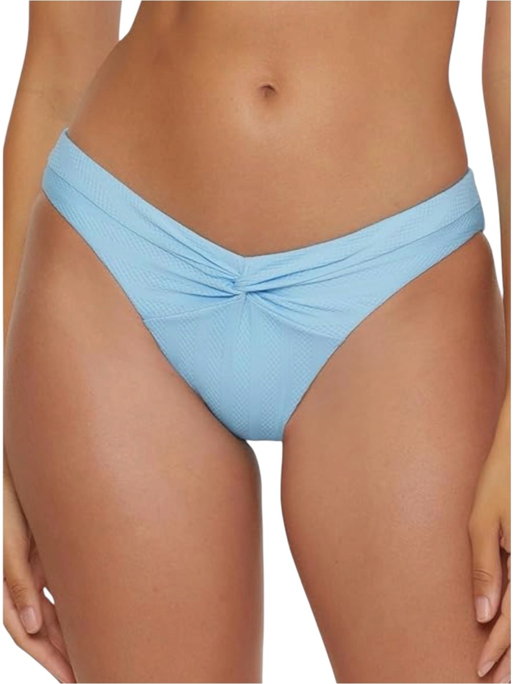 NWT BECCA Zaylee Twist Drape Hipster Bikini Bottom Prima Ice Blue Small